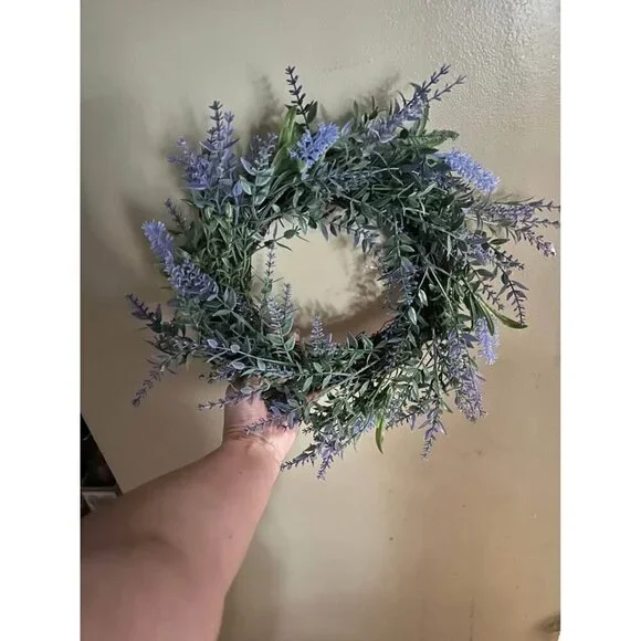 Mini Artificial Lavender Wreath Farmhouse Home Decor - Picture 2 of 3